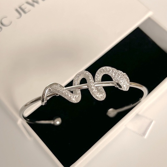 Snake Bangle Silver Bracelet Luxury Bracelet Jewelry Platinum Plated - Picture 3 of 13